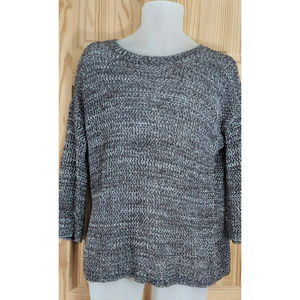 Chicos 1 Open Knit Brown Sweater Tied Back 3/4 Sleeve